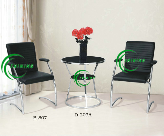 ステンレス鋼ガラスのサイドテーブルと椅子（B-807）